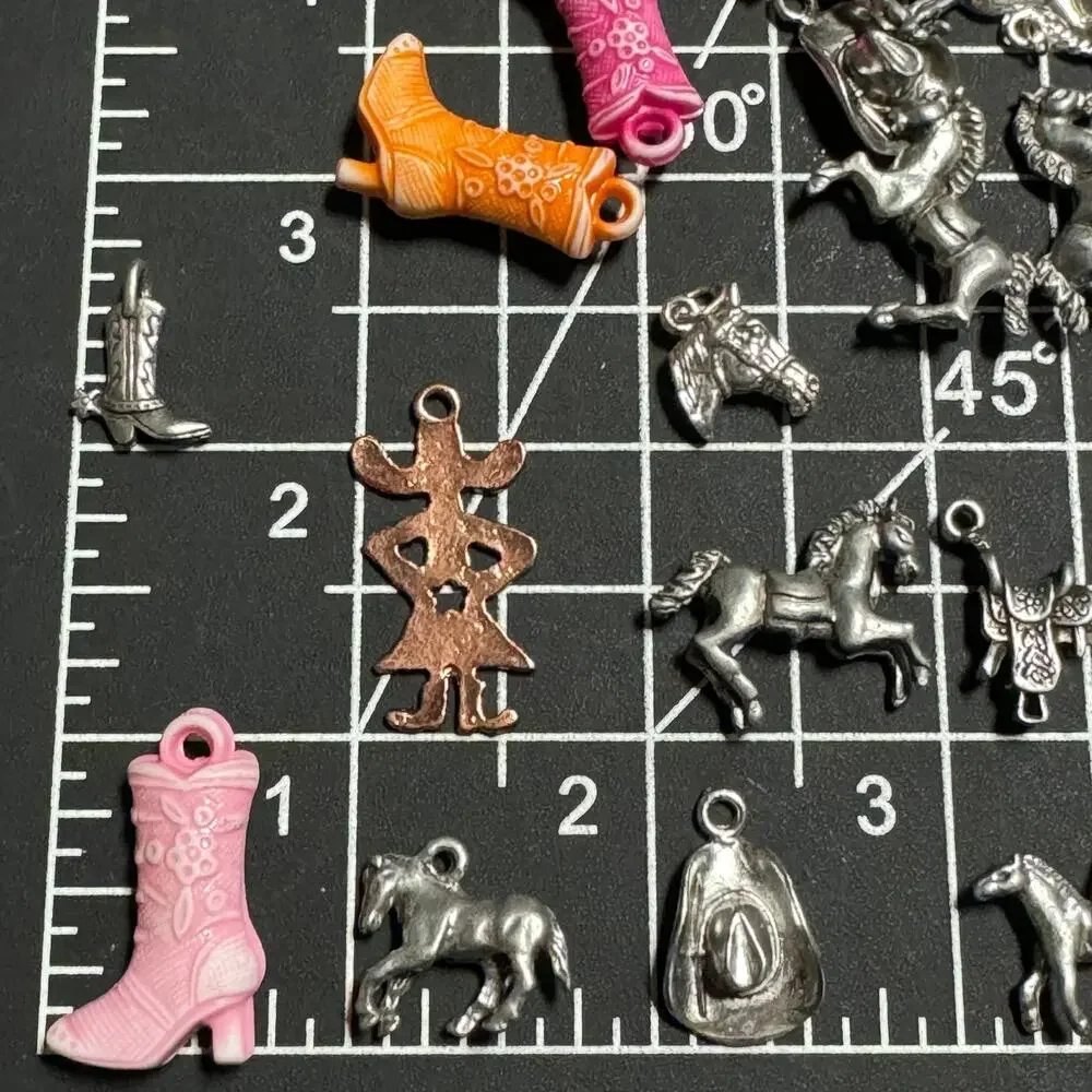 Western Cowgirl Charm Lot Cowboy Boots Horses Hats Bull Skull Metal & Resin